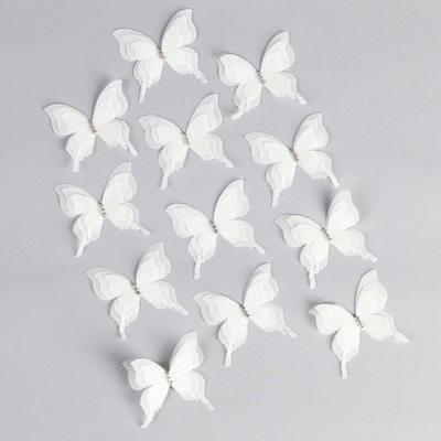 Декор для творчества «Бабочка», трёхслойный, набор 12 шт., размер 1 шт. — 5×4.5 см, цвет молочный