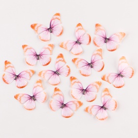 Декор для творчества «Бабочка», двухслойный, набор 12 шт., размер 1 шт. — 5×4 см, цвет оранжевый