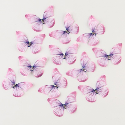 Декор для творчества «Бабочка», двухслойный, набор 12 шт., размер 1 шт. — 5×4 см, цвет фиолетовый