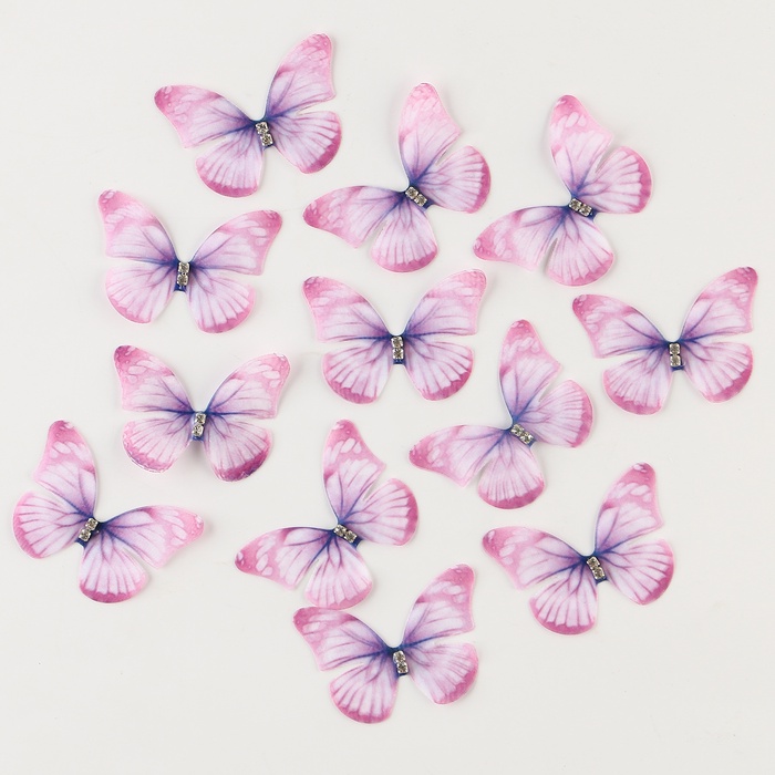 Декор для творчества «Бабочка», двухслойный, набор 12 шт., размер 1 шт. — 5×4 см, цвет фиолетовый - Фото 1
