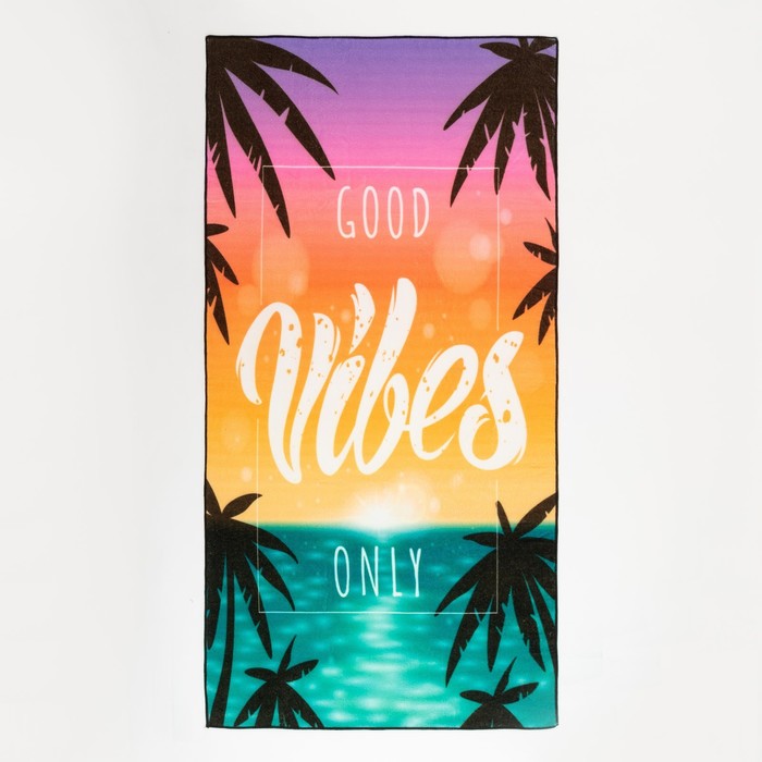 Полотенце пляжное Этель "Good vibes", 70*140 см,250гр/м2, 100%п/э