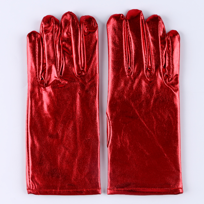 Карнавальный аксессуар- перчатки , цвет красный металлик,искусственная кожа - фото 1906539419