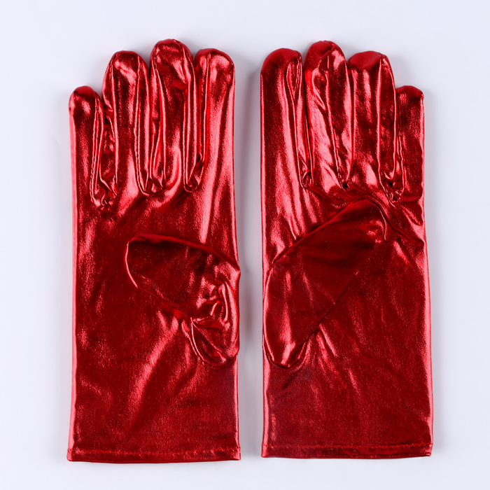 Карнавальный аксессуар- перчатки , цвет красный металлик,искусственная кожа - фото 1906539420