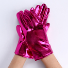 Карнавальный аксессуар- перчатки , цвет фуксия металлик ,искусственная кожа - Фото 1