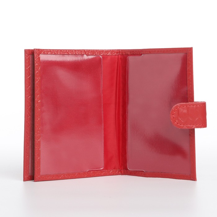 Обложка д/автодок+паспорт, 10*1,5*13,5, питон красный