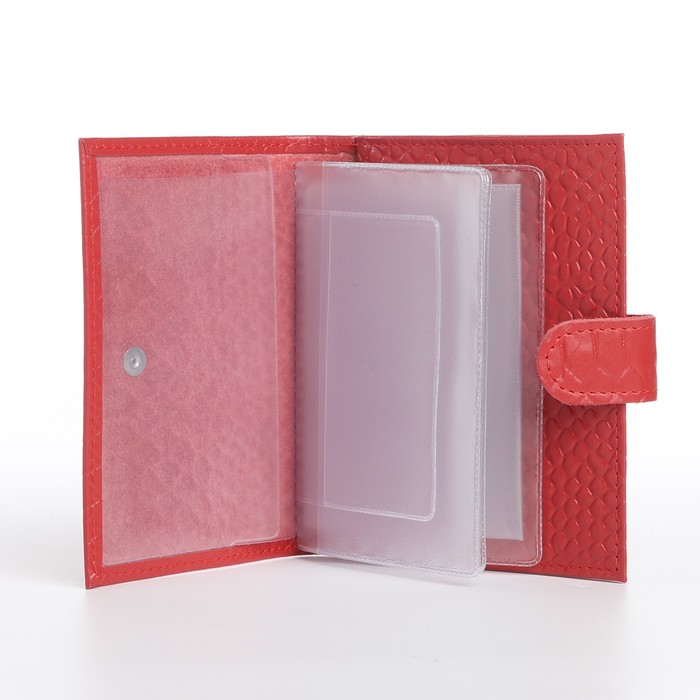 Обложка д/автодок+паспорт, 10*1,5*13,5, питон красный