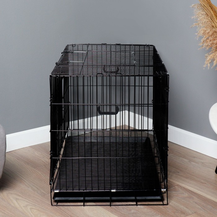 Клетка с утолщенными прутьями для собак и кошек, 91 х 59 х 69 см, чёрная