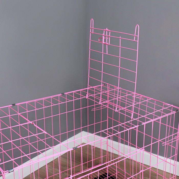 Клетка с люком для собак и кошек, 100 х 60 х 70 см, розовая
