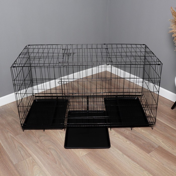 Клетка с люком для собак, 130 х 60 х 70 см, чёрная