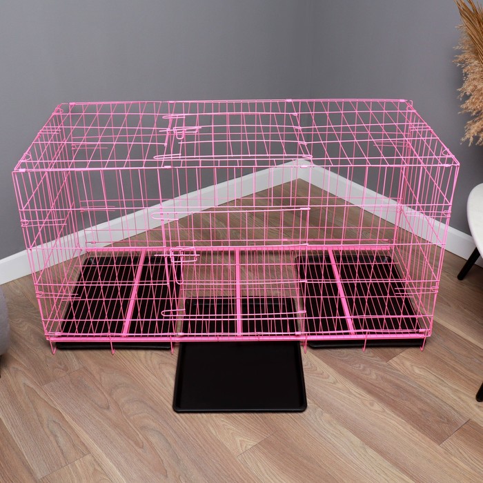 Клетка с люком для собак, 130 х 60 х 70 см, розовая