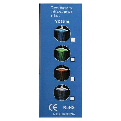 Лейка стационарная ZEIN Z3194, с LED подсветкой, 3 цвета, пластик, хром