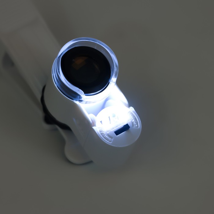 Лупа с линзой 10х для макросъёмки на прищепке для телефона, с подсветкой