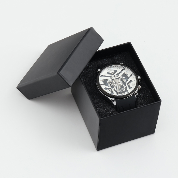 Часы наручные мужские, d-4.6 см, с хронографом, 3 АТМ, светящиеся, черные
