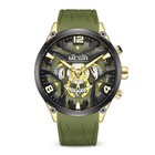 Часы наручные мужские, d-4.6 см, с хронографом, 3 АТМ, светящиеся, зеленые - фото 3134775