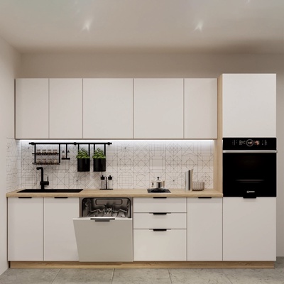 Кухонный гарнитур прямой «ФАСКА 3», 2900×600 мм, цвет дуб сонома/тальк /дуб сонома светлый