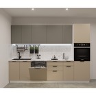 Кухонный гарнитур прямой «ФАСКА 5», 3000×600 мм, цвет белый/пикрит/обсидиан/мрамор - Фото 1