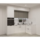 Угловой кухонный гарнитур трёхуровневый в потолок «ФАСКА 9», цвет обсидиан/тальк - Фото 1