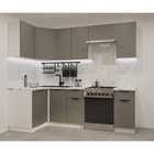 Кухонный гарнитур угловой «ФАСКА 11», 2400×1200 мм, цвет белый/обсидиан/мрамор белый - Фото 1