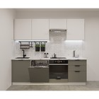 Кухонный гарнитур прямой «ФАСКА 13», 2400×600 мм, цвет белый/тальк/обсидиан/мрамор белый - Фото 1