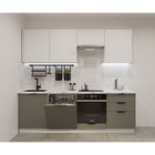 Кухонный гарнитур прямой «ФАСКА 13», 2400×600 мм, цвет белый/тальк/обсидиан/мрамор белый - Фото 1