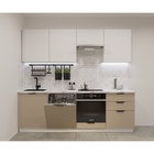 Кухонный гарнитур прямой «ФАСКА 14», 2400×600 мм, цвет белый/тальк/пикрит/мрамор белый - Фото 1