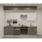 Кухонный гарнитур трёхуровневый в потолок «ФАСКА 16», 2800×600 мм, цвет обсидиан/тальк - Фото 1