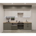 Кухонный гарнитур трёхуровневый в потолок «ФАСКА 16», 2800×600 мм, цвет обсидиан/тальк - Фото 1