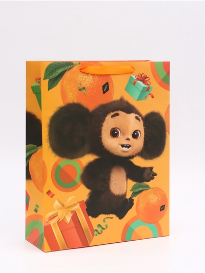 Пакет подарочный «С днём рождения», 31×40×11.5 см, упаковка, Чебурашка
