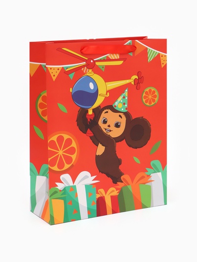 Пакет подарочный, 31×40×11.5 см, упаковка, Чебурашка