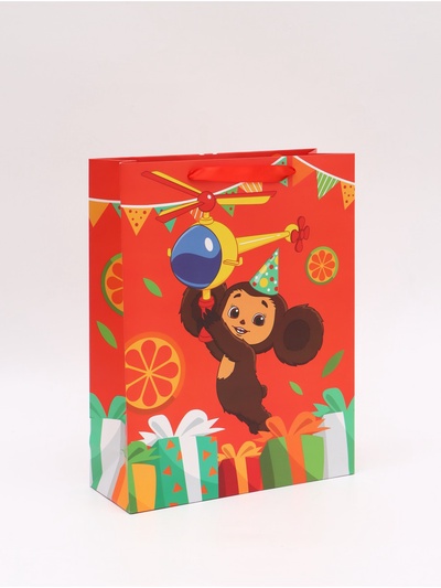 Пакет подарочный, 31×40×11.5 см, упаковка, Чебурашка