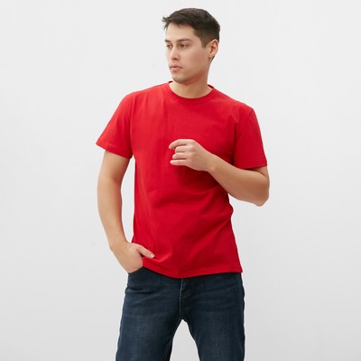 Футболка мужская, цвет красный, размер 52
