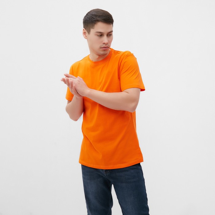 Футболка мужская, цвет оранжевый, размер 50 - Фото 1