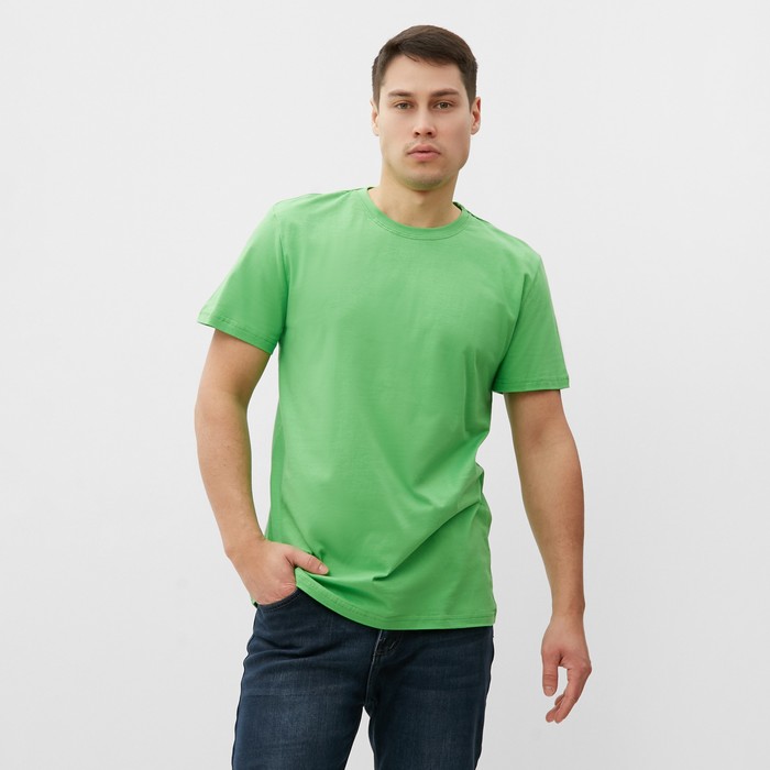 Футболка мужская, цвет ярко-зеленый, размер 48 - Фото 1