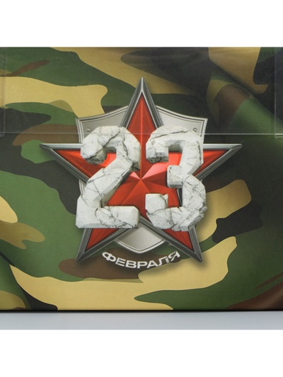 Коробка для капкейка, кондитерская упаковка, 4 ячейки, «23 февраля», 16×16×10 см