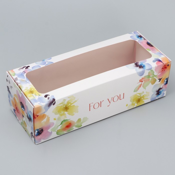 Коробка кондитерская с окном «Цветочная гамма», 26 х 10 х 8 см - Фото 1