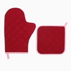 Кухонный набор «Этель. Тюльпаны»: варежка-прихватка 20×28 см, прихватка 19×19 см, 100% хлопок - Фото 3