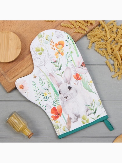 Варежка-прихватка Этель "Маки" 20х28см,саржа, 100% х/л, ватин 250г/м2