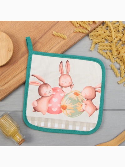 Прихватка Этель "Пасхальный кролик" 19х19 саржа,100% х/л,ватин 250г/м2
