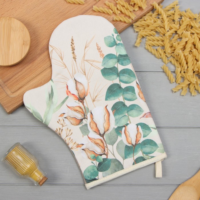 Варежка-прихватка «Этель. Хлопок», 20×28 см, саржа, 100% хлопок, ватин 250 г/м² - Фото 1