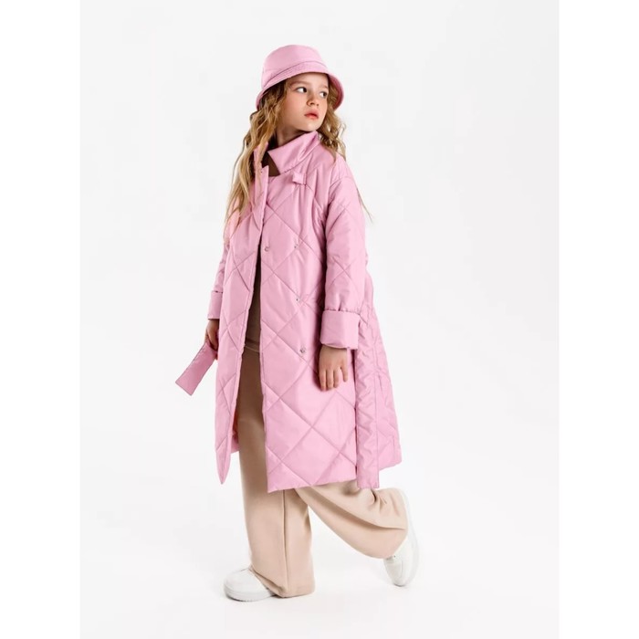 Пальто стёганое для девочек TRENDY, рост 122-128 см, цвет розовый - Фото 1