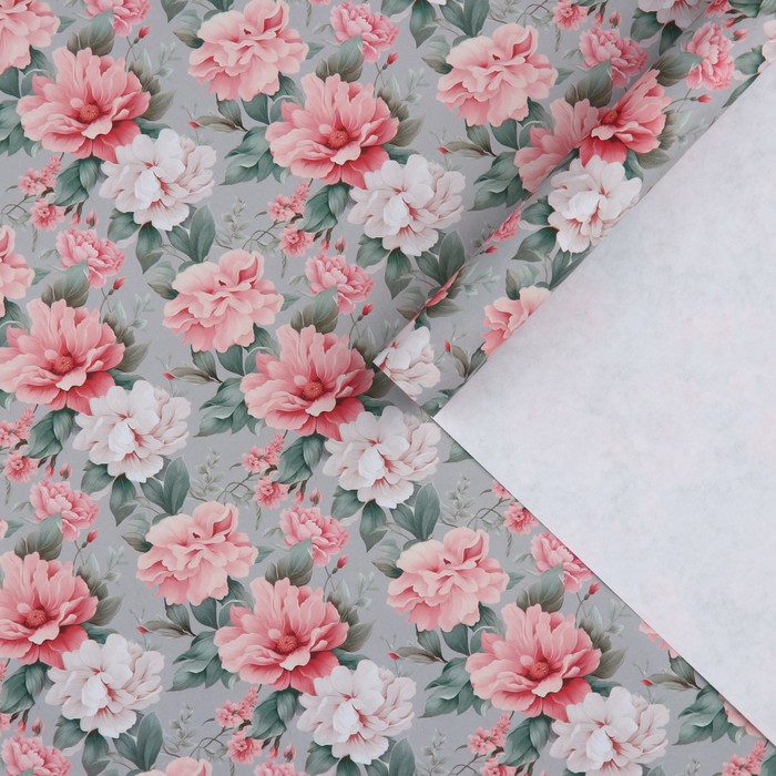 Бумага крафтовая белая «Цветы», 50 x 70 см