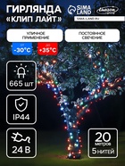 УЦЕНКА Гирлянда «Клип-лайт», 5 нитей по 20 м, IP44, 24 В, 665 LED, УМС, тёмная нить, свечение мульти - Фото 1