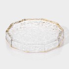 Поднос Fairyshine, 16.5×2.5 см, с золотой отводкой, стекло, прозрачный - Фото 2