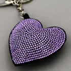Мягкая игрушка «Сердце» со стразами, на брелоке, 7 см, цвет сиреневый - фото 8720772