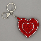 Мягкая игрушка "Двойное сердце" со стразами, на брелоке, 7 см, цвет красный - фото 3135578