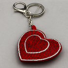 Мягкая игрушка "Двойное сердце" со стразами, на брелоке, 7 см, цвет красный - фото 8720774
