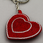 Мягкая игрушка "Двойное сердце" со стразами, на брелоке, 7 см, цвет красный - фото 8720775