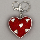 Мягкая игрушка "Объемное сердце" со стразами, на брелоке, 7 см, цвет красный - фото 4129218