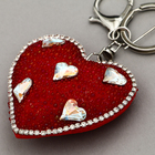 Мягкая игрушка "Объемное сердце" со стразами, на брелоке, 7 см, цвет красный - фото 8720781