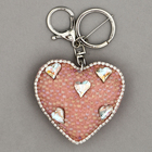 Мягкая игрушка "Объемное сердце" со стразами, на брелоке, 7 см, цвет розовый - фото 5353335